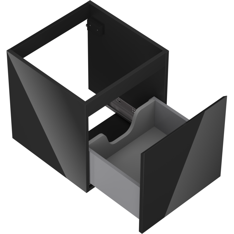 Mexen Orio fürdőszobai mosdószekrény 45 cm, 1 fiók, fekete fényes - 91A10-04547-1-BF70