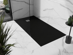 Mexen Stone+ 160 x 90 cm-es fekete kompozit téglalap alakú zuhanytálca - 44709016