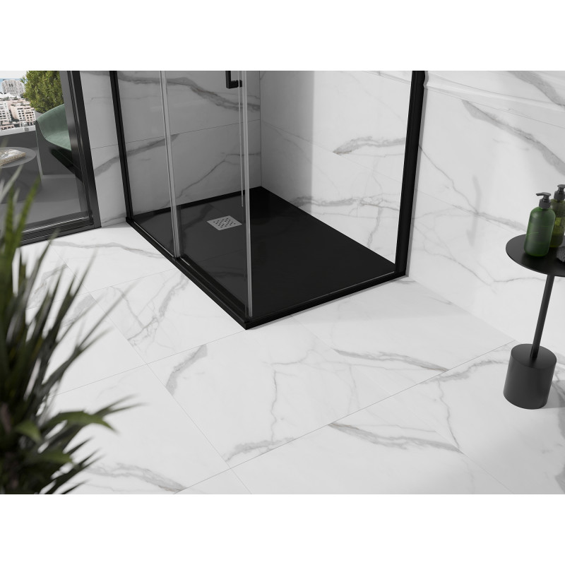 Mexen Stone+ 120 x 100 cm-es téglalap alakú kompozit zuhanytálca, fekete - 44701012