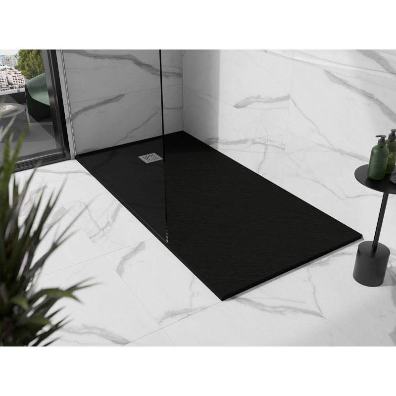Mexen Stone+ 160 x 100 cm-es téglalap alakú kompozit zuhanytálca, fekete - 44701016
