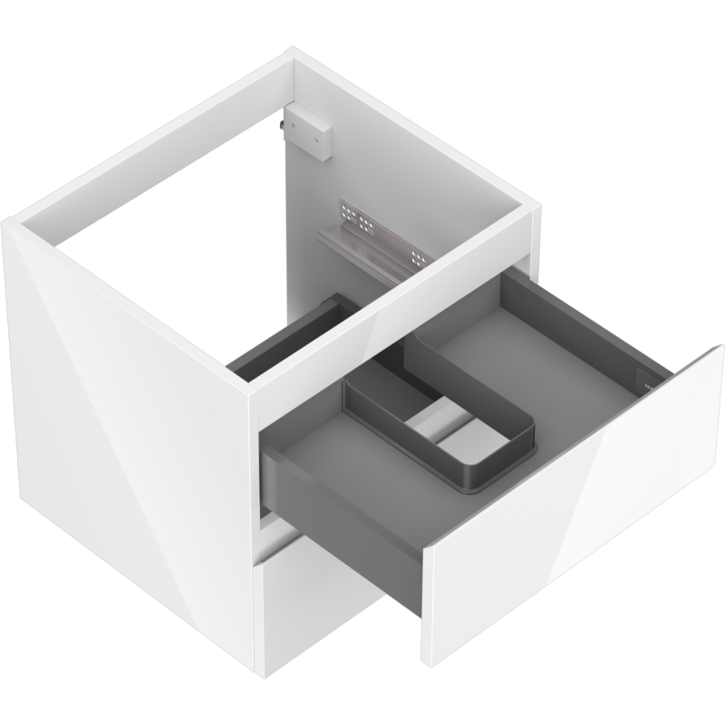 Mexen Orio fürdőszobai szekrény mosdó alá 50 cm, 2 fiók, fehér fényes - 91A10-05047-2-BFF00