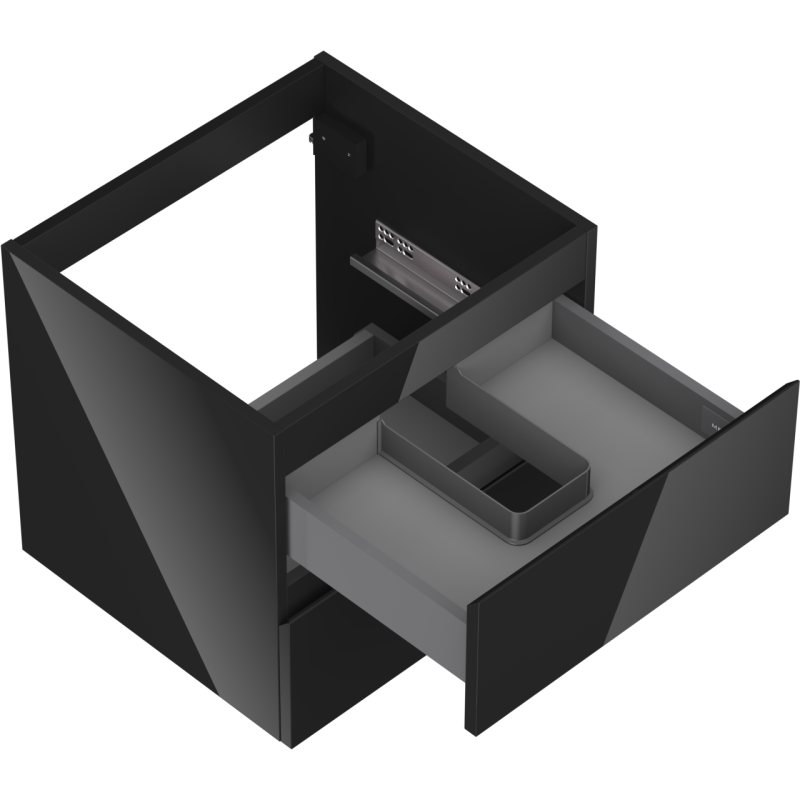 Mexen Orio fürdőszobai mosdószekrény 50 cm, 2 fiók, fényes fekete - 91A10-05047-2-BFF70
