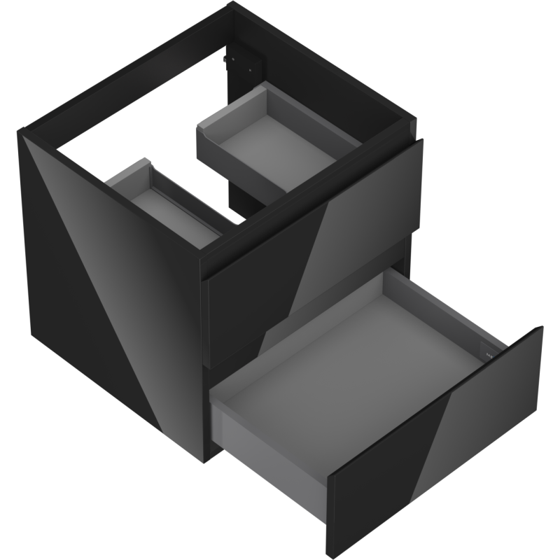 Mexen Orio dulap baie sub lavoar 50 cm, 2 sertare, negru lucios - 91A10-05047-2-BFF70