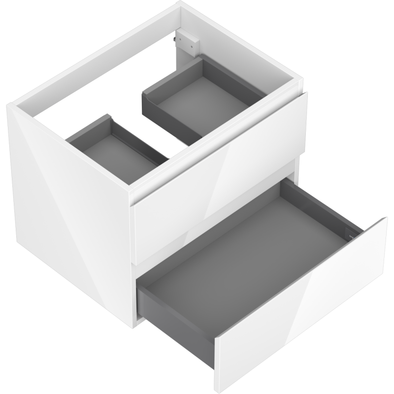 Mexen Orio fürdőszobai szekrény mosdó alá, 60 cm, 2 fiókos, fényes fehér - 91A10-06047-2-BFF00