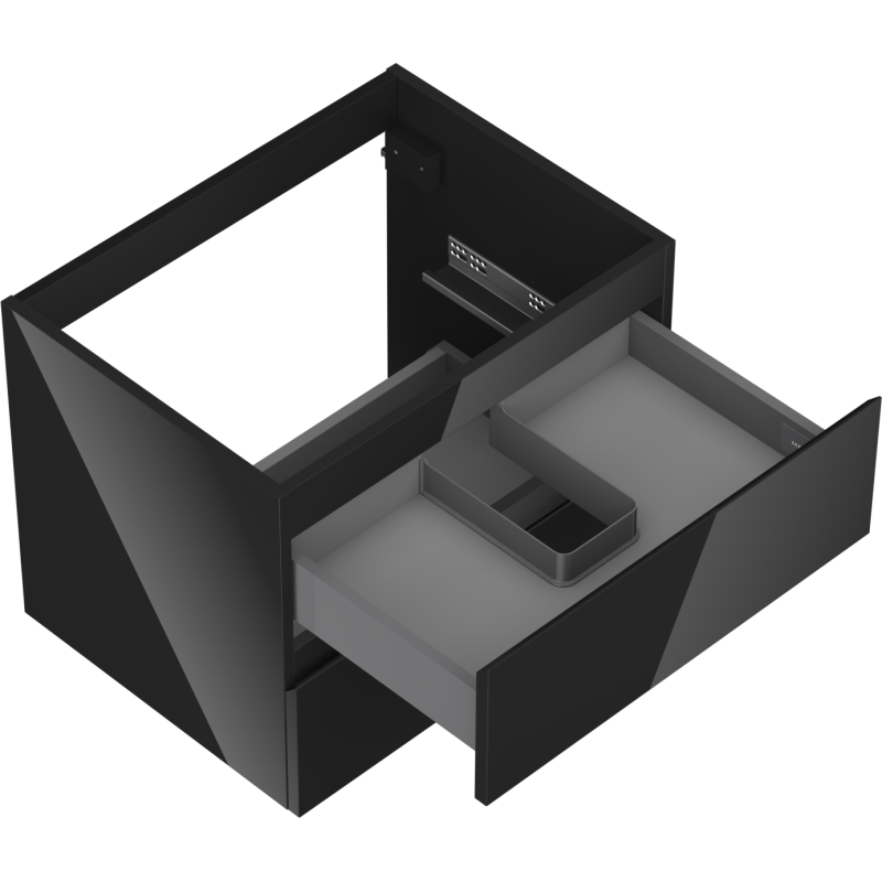 Mexen Orio dulap baie pentru lavoar 60 cm, 2 sertare, negru lucios - 91A10-06047-2-BFF70