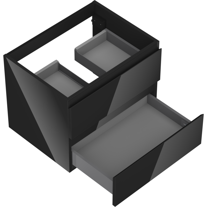 Mexen Orio dulap baie pentru lavoar 60 cm, 2 sertare, negru lucios - 91A10-06047-2-BFF70