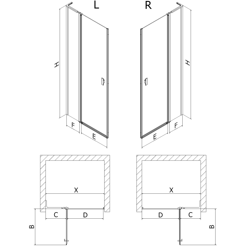Mexen Mist L jobbra nyíló zuhanyajtó 120 cm, fekete rács, fekete - 8A4L-120-000-70-77-P