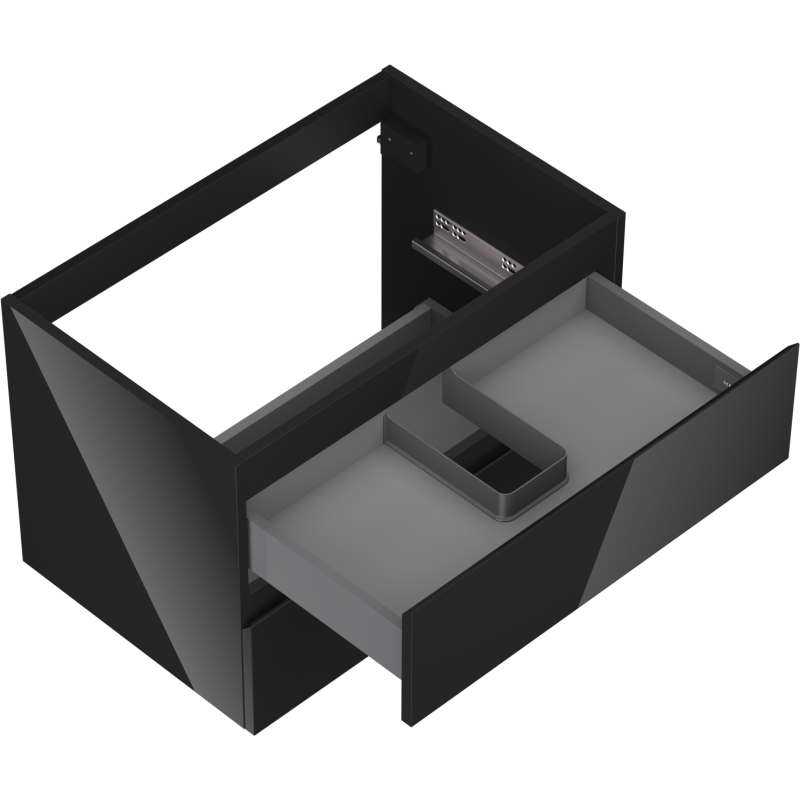 Mexen Orio fürdőszobai szekrény mosdó alá 70 cm, 2 fiók, fekete fényes - 91A10-07047-2-BFF70