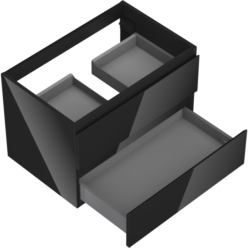 Mexen Orio fürdőszobai szekrény mosdó alá 70 cm, 2 fiók, fekete fényes - 91A10-07047-2-BFF70