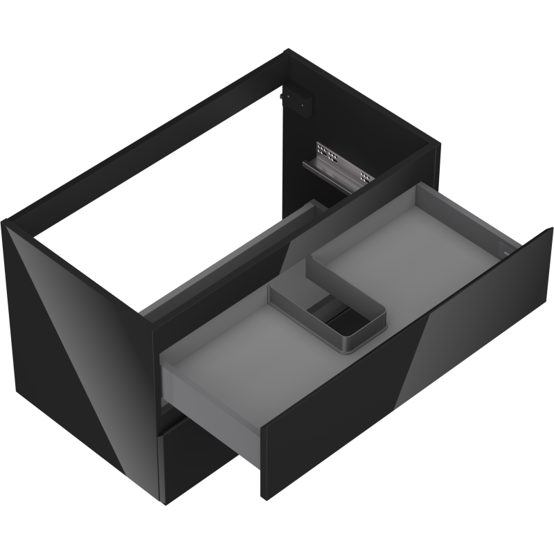 Mexen Orio fürdőszobai szekrény mosdó alá 80 cm, 2 fiók, fekete fényes - 91A10-08047-2-BFF70