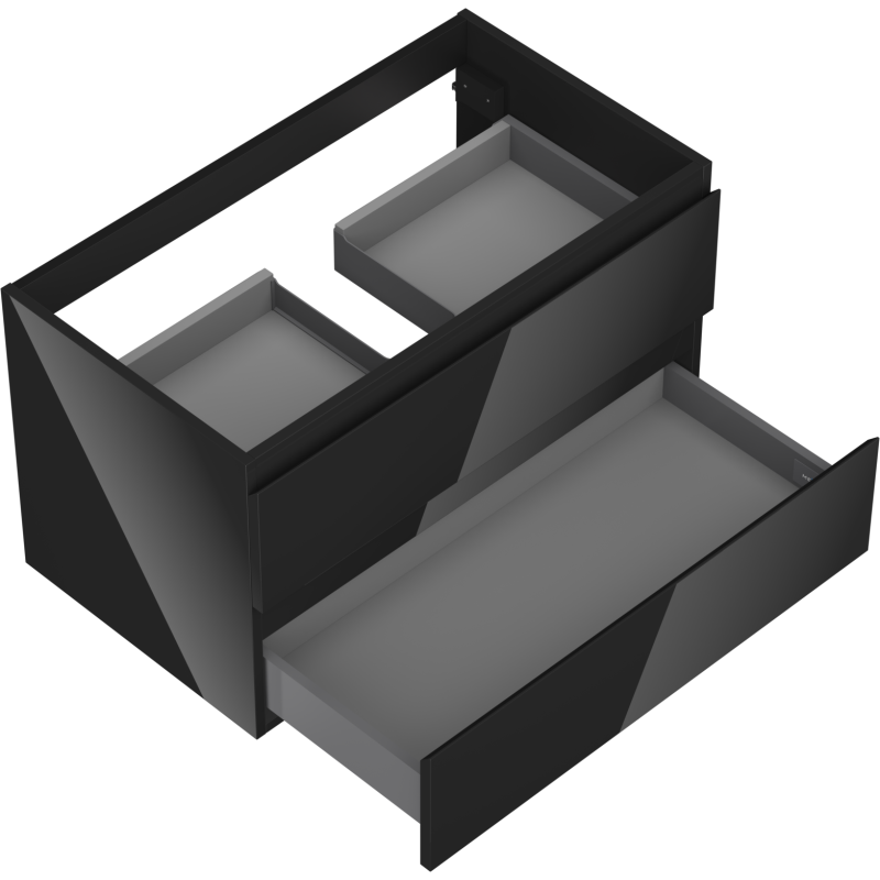 Mexen Orio dulap pentru baie sub lavoar 80 cm, 2 sertare, negru lucios - 91A10-08047-2-BFF70