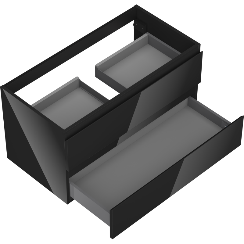 Mexen Orio fürdőszobai mosdó alatti szekrény 90 cm, 2 fiók, fekete fényes - 91A10-09047-2-BFF70