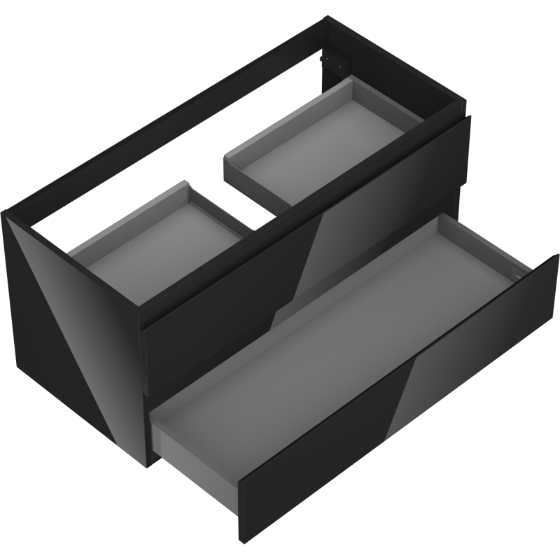 Mexen Orio fürdőszobai mosdó alatti szekrény 100 cm, 2 fiók, fényes fekete - 91A10-10047-2-BFF70