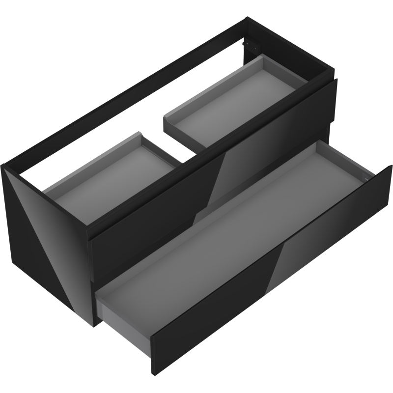 Mexen Orio dulap baie sub lavoar 120 cm, 2 sertare, negru lucios - 91A10-12047-2-BFF70