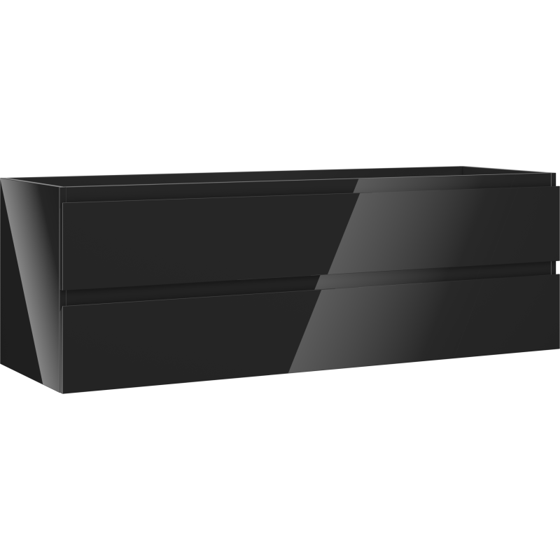 Mexen Orio fürdőszobai szekrény 140 cm, 2 fiók, fekete fényes - 91A10-14047-2-BFF70