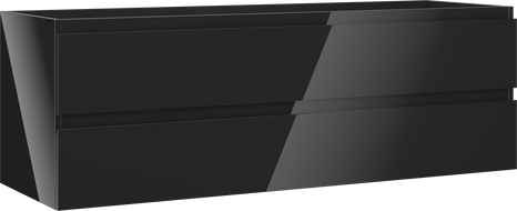 Mexen Orio fürdőszobai mosdószekrény 140 cm, 2 fiókos, fekete fényes - 91A10-14047-2-BFF70