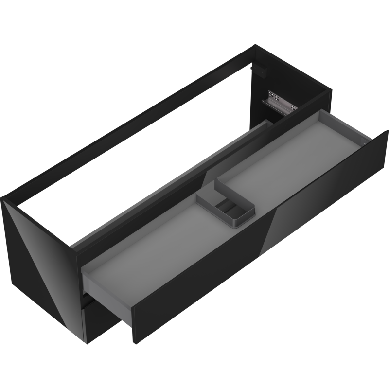 Mexen Orio dulap baie sub lavoar 140 cm, 2 sertare, negru lucios - 91A10-14047-2-BFF70