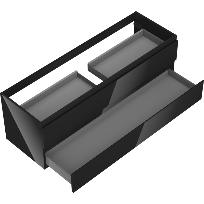 Mexen Orio dulap baie sub lavoar 140 cm, 2 sertare, negru lucios - 91A10-14047-2-BFF70