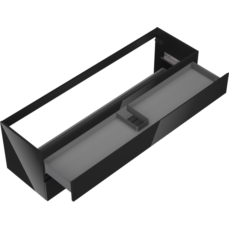 Mexen Orio dulap baie suspendat 160 cm, 2 sertare, negru lucios - 91A10-16047-2-BFF70