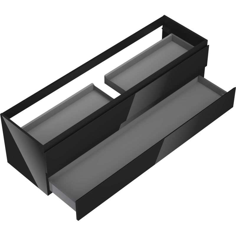 Mexen Orio dulap baie suspendat 160 cm, 2 sertare, negru lucios - 91A10-16047-2-BFF70