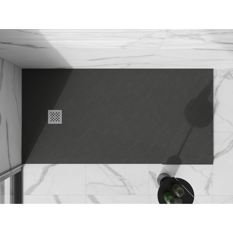 Mexen Stone+ téglalap alakú kompozit zuhanytálca 180 x 70 cm, antracit - 44717018