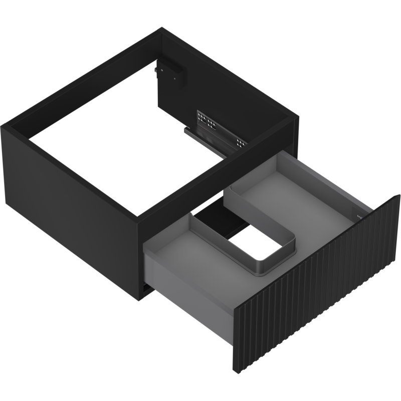 Mexen Rivel dulap baie suspendat 50 cm, 1 sertar, cu caneluri, negru mat - 91A20-05023-1-BF71