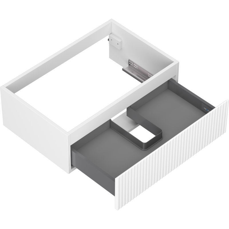 Mexen Rivel fürdőszobai szekrény, mosdó alá, 70 cm, 1 fiókos, bordázott, matt fehér - 91A20-07023-1-BF01