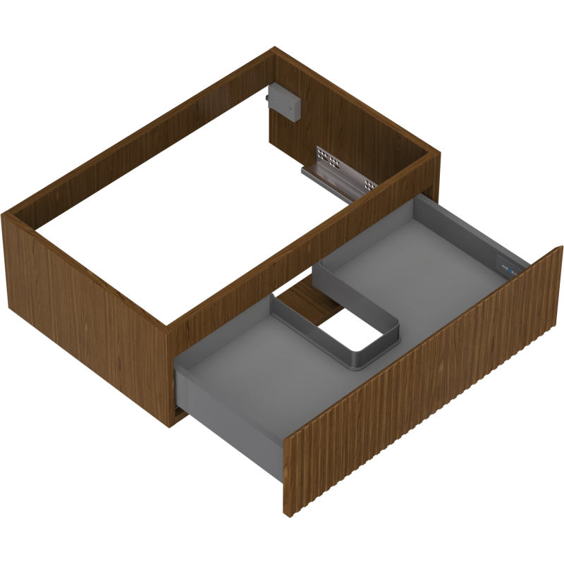 Mexen Rivel dulap baie sub chiuvetă 70 cm, 1 sertar, canelat, nuc - 91A20-07023-1-BF86