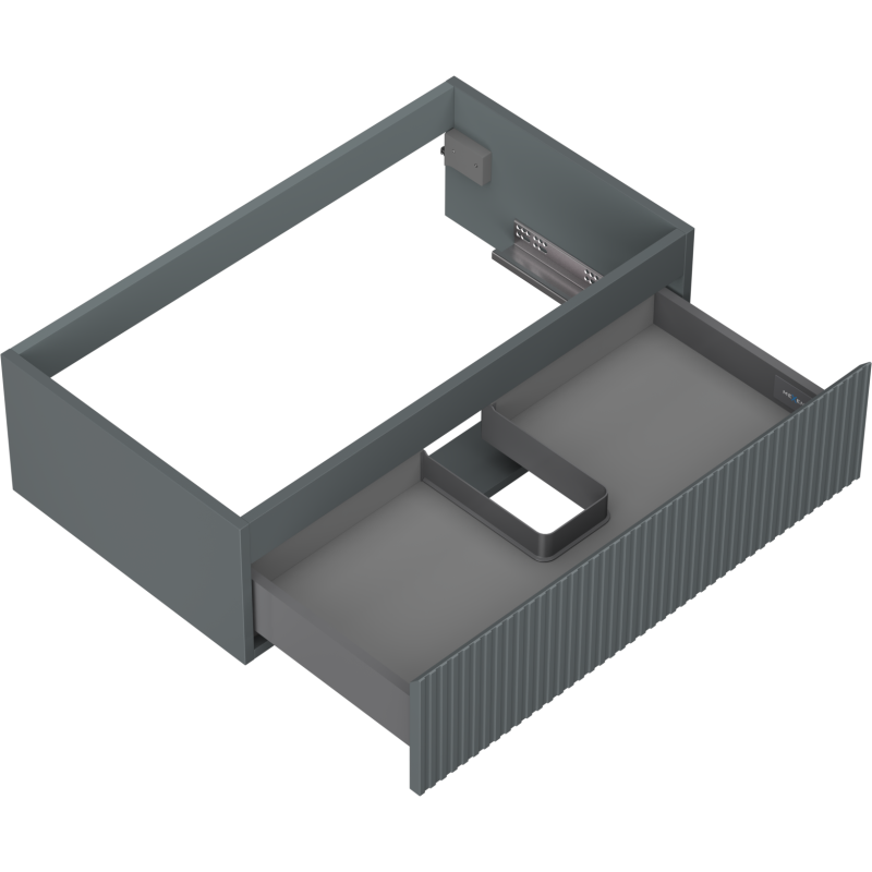 Mexen Rivel 80 cm-es fürdőszobai szekrény mosdó alá, 1 fiók, bordázott, matt grafit - 91A20-08023-1-BF66