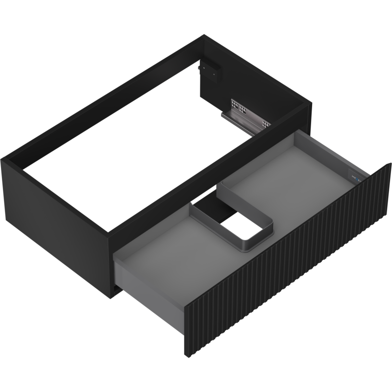 Mexen Rivel fürdőszobai alsószekrény 80 cm, 1 fiók, bordázott, fekete matt - 91A20-08023-1-BF71