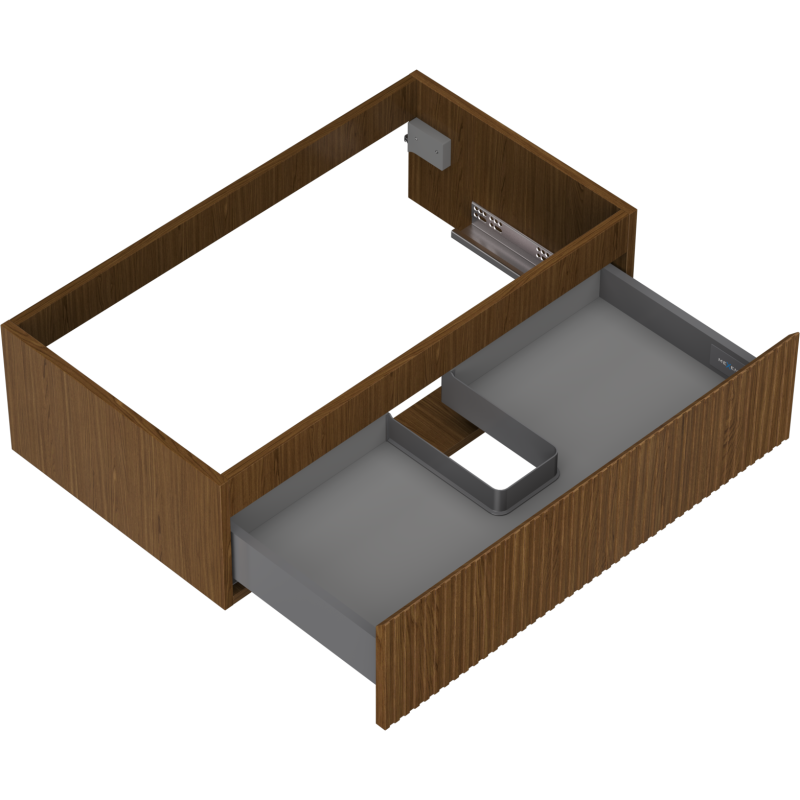 Mexen Rivel dulap baie sub chiuvetă 80 cm, 1 sertar, canelat, nuc - 91A20-08023-1-BF86