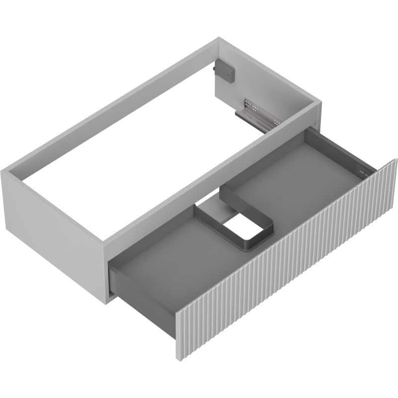 Mexen Rivel 90 cm-es fürdőszobaszekrény mosdó alá, 1 fiók, bordázott, szürke matt - 91A20-09023-1-BF62