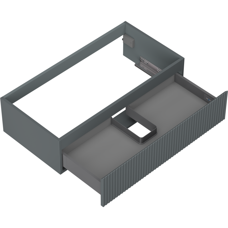 Mexen Rivel 90 cm-es fürdőszobai szekrény, 1 fiók, bordázott, matt grafit - 91A20-09023-1-BF66