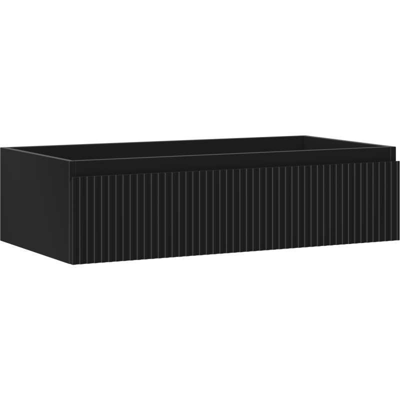 Mexen Rivel fürdőszobai mosdós szekrény 90 cm, 1 fiók, bordázott, fekete matt - 91A20-09023-1-BF71
