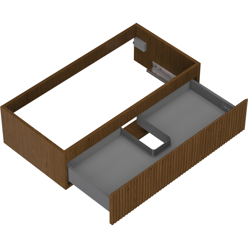 Mexen Rivel fürdőszobai szekrény mosdó alá, 90 cm, 1 fiók, bordázott, dió - 91A20-09023-1-BF86