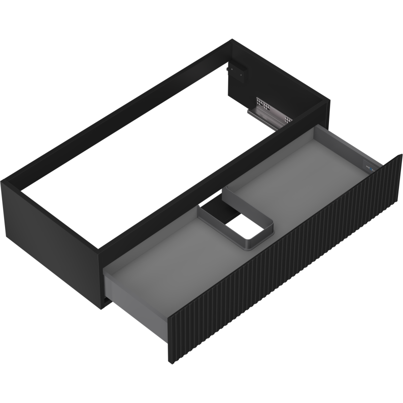 Mexen Rivel dulap baie sub chiuvetă 100 cm, 1 sertar, cu nervuri, negru mat - 91A20-10023-1-BF71