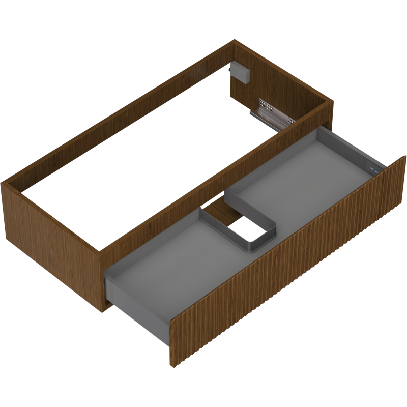 Mexen Rivel fürdőszobai szekrény mosdó alá 100 cm, 1 fiók, bordázott, dió - 91A20-10023-1-BF86