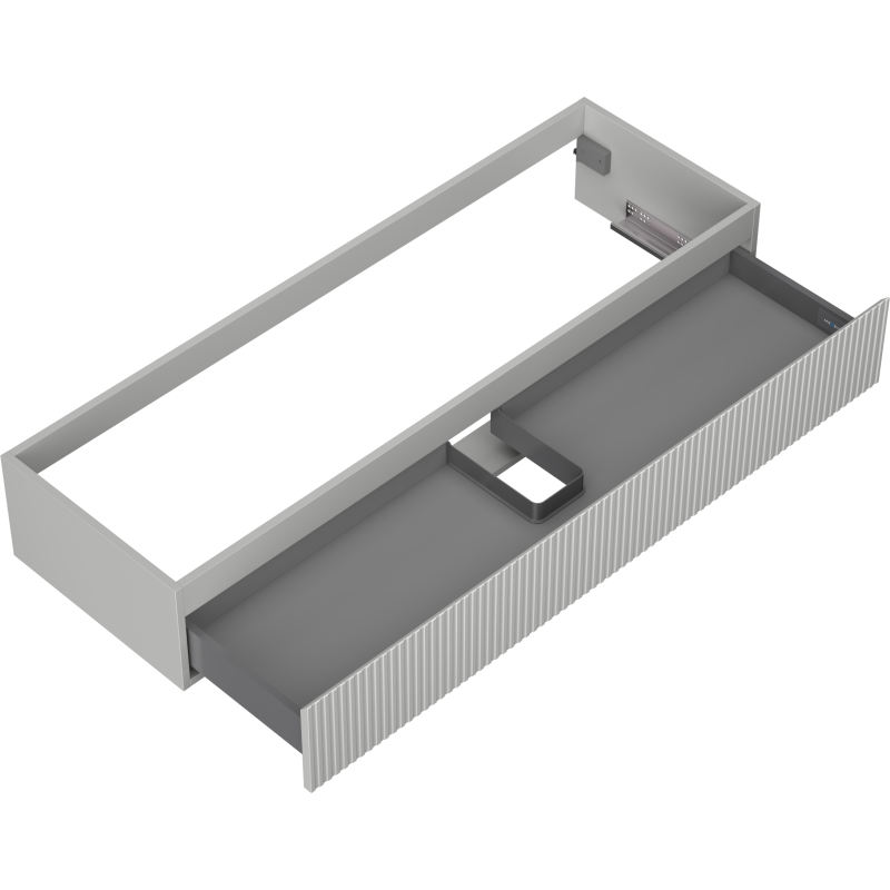 Mexen Rivel 140 cm-es fürdőszobaszekrény, 1 fiókos, bordázott, szürke matt - 91A20-14023-1-BF62