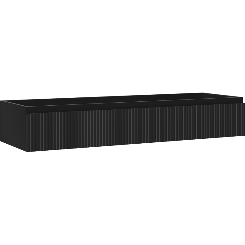 Mexen Rivel dulap baie sub lavoar 140 cm, 1 sertar, canelat, negru mat - 91A20-14023-1-BF71