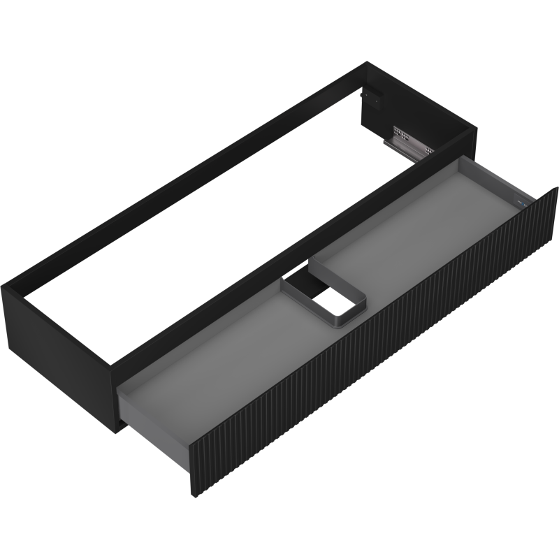 Mexen Rivel dulap baie sub lavoar 140 cm, 1 sertar, canelat, negru mat - 91A20-14023-1-BF71