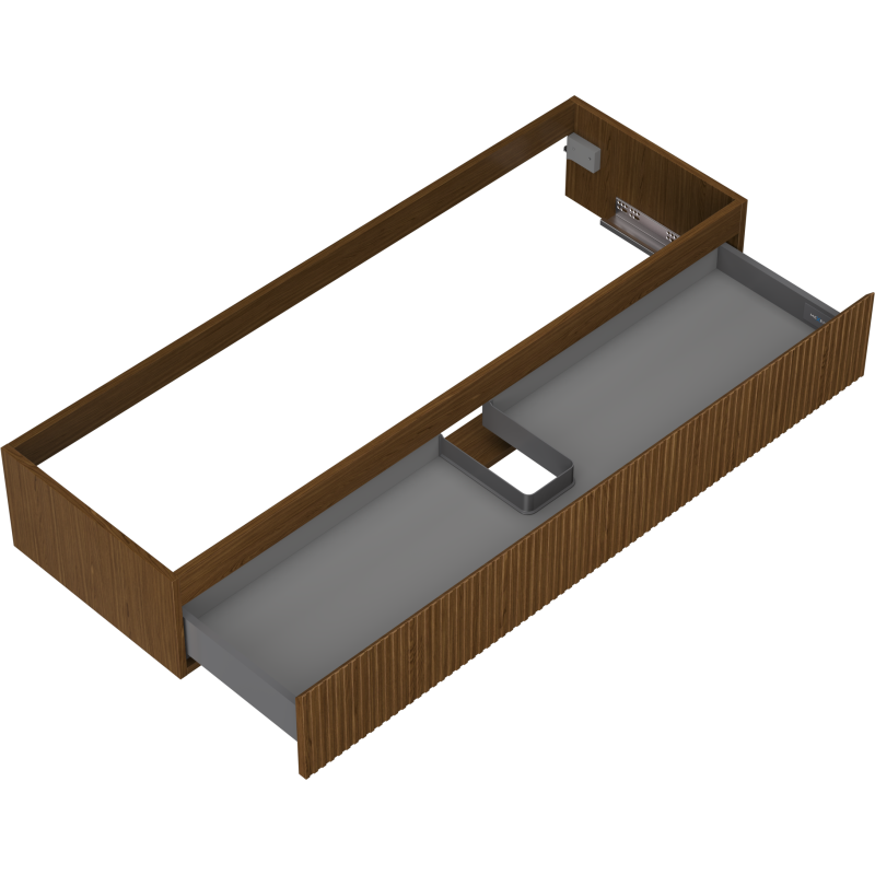 Mexen Rivel 140 cm-es fürdőszobai mosdószekrény, 1 fiók, barázdált, dió - 91A20-14023-1-BF86