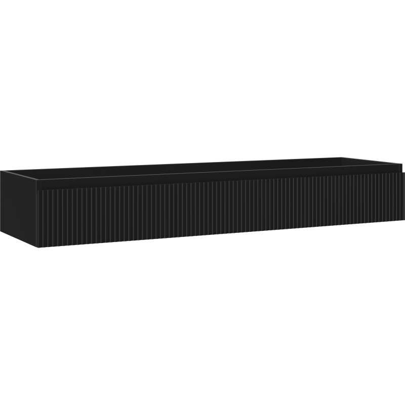 Mexen Rivel dulap baie sub lavoar 160 cm, 1 sertar, canelat, negru mat - 91A20-16023-1-BF71