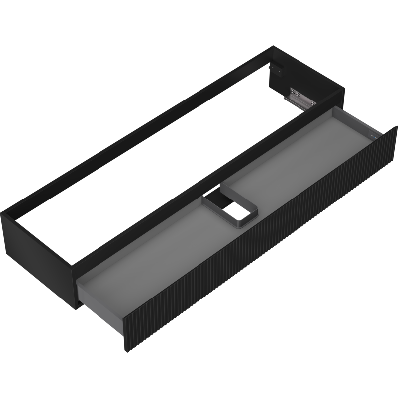 Mexen Rivel dulap baie sub lavoar 160 cm, 1 sertar, canelat, negru mat - 91A20-16023-1-BF71