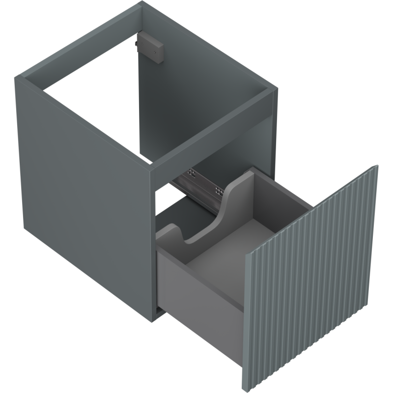 Mexen Rivel 40 cm-es mosdó alatti fürdőszobaszekrény, 1 fiók, bordázott, szürke matt - 91A20-04047-1-BF66