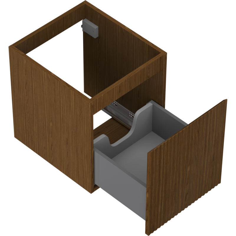 Mexen Rivel 40 cm-es fürdőszobai szekrény mosdó alá, 1 fiók, bordázott, dió - 91A20-04047-1-BF86