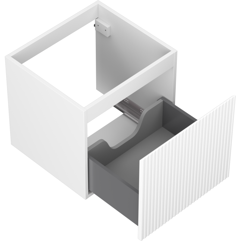 Mexen Rivel fürdőszobai szekrény mosdókagyló alatt 50 cm, 1 fiók, barázdált, fehér matt - 91A20-05047-1-BF01
