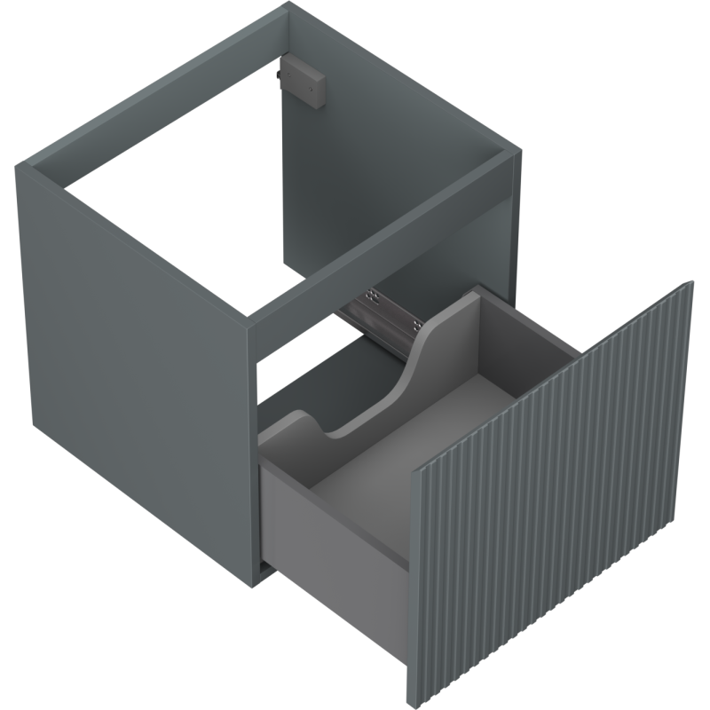Mexen Rivel 50 cm-es fürdőszobai mosdó alatti szekrény, 1 fiók, bordázott, grafit matt - 91A20-05047-1-BF66