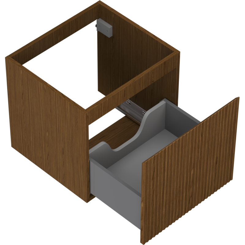 Mexen Rivel fürdőszobai szekrény mosdó alá 50 cm, 1 fiók, bordázott, dió - 91A20-05047-1-BF86