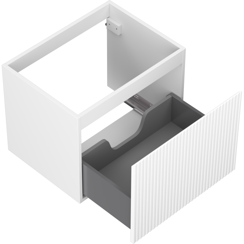 Mexen Rivel fürdőszobai szekrény mosdó alá 60 cm, 1 fiók, bordázott, fehér matt - 91A20-06047-1-BF01