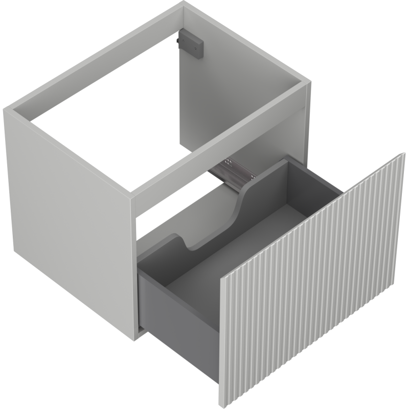 Mexen Rivel fürdőszobai szekrény mosdókagyló alá 60 cm, 1 fiók, bordázott, szürke matt - 91A20-06047-1-BF62